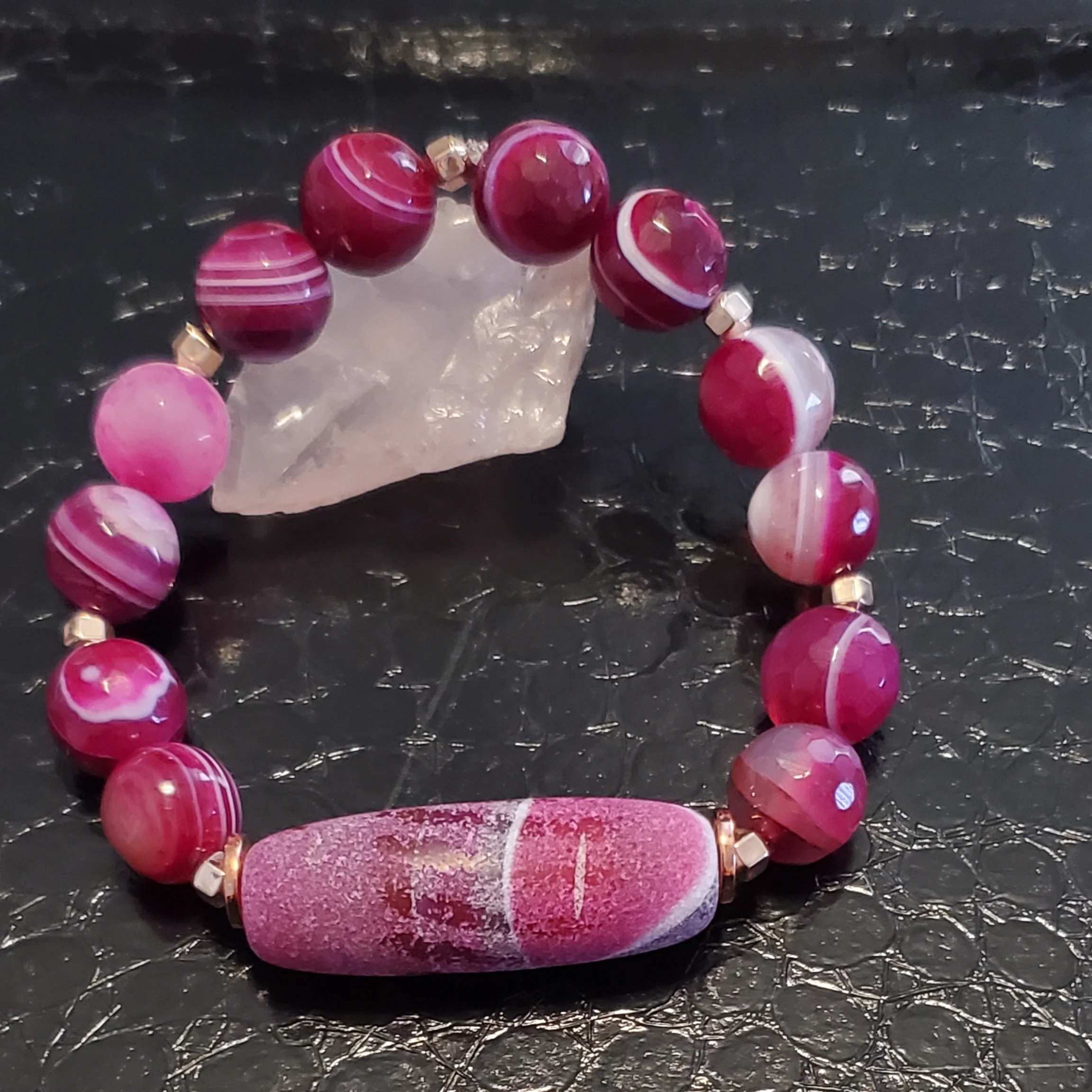 Pink a licious Stripe Agate Bracelet