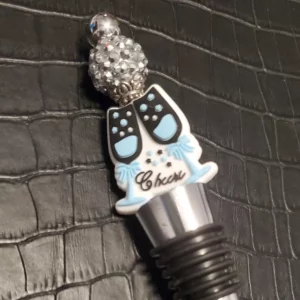 Wine Stopper Festive Silver/blue Rhinestone